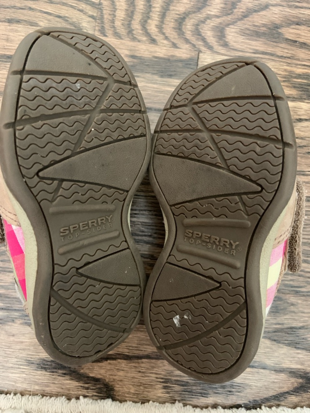 Sperry Baby Girl Toddler Intrepid Pink Plaid Tan Velcro Boat Shoes - Picture 8 of 8